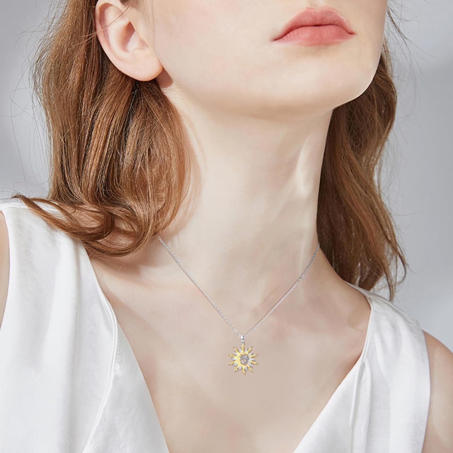 CUOKA MIRACLE Crescent Moon and Sun Necklace 925 Sterling Silver Moonstone Pendant Necklace Celtic Jewelry Gift for Women - Image 6