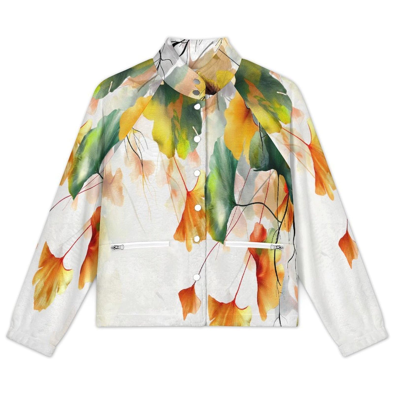 OFFSUM Chaqueta Polar Para Mujer - Plantas Frondosasabrigo De Talla Grande Para Otoño E Invierno, Tops, Cárdigan, Ropa De Calle De Moda Para Exteriores, Resistente Al Viento, Ropa De Senderismo