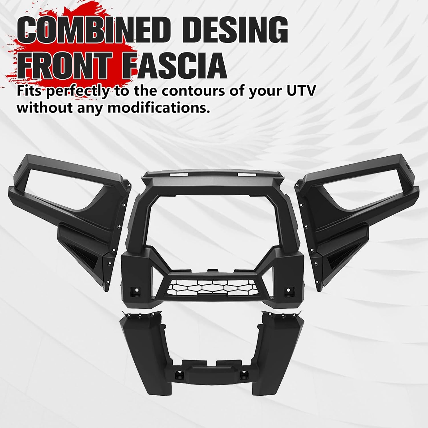 AUPOWER Front Fascia for Polaris RZR XP 1000/ RZR XP4 1000 2014-2018, RZR 900 2015-2020/ RZR 4 900 2015-2018, Combined Front Bumper Guard Accessories, Replace OEM # 5439786-070