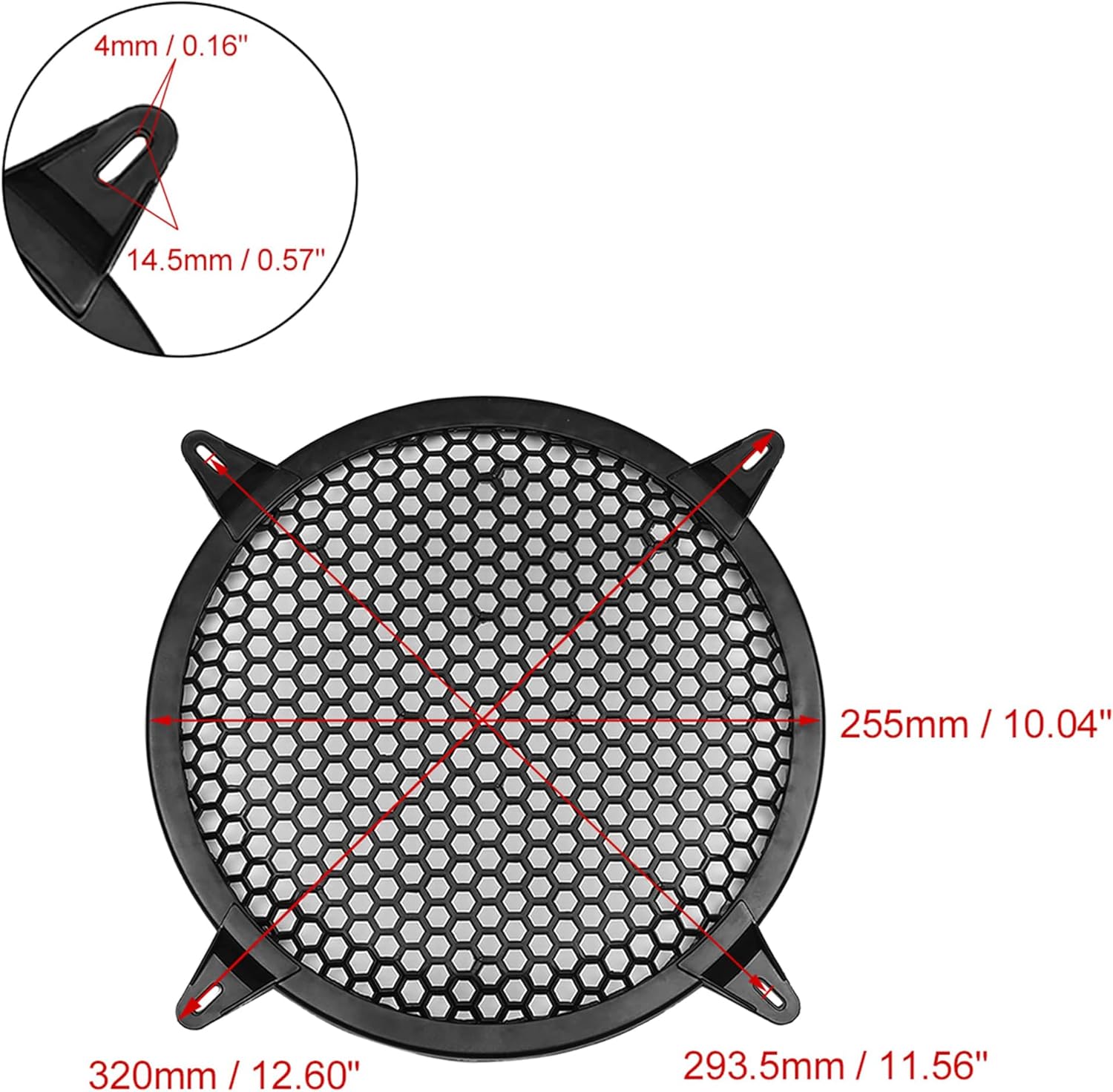 4pcs Car Speakers Cover Plastic Mesh Woofer Subwoofer Grill Protector 10inch Black