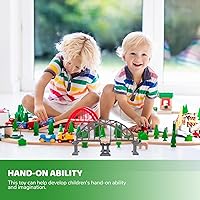 Vista 4 de Train Bridge Model, Wooden Train Track Accessories Cross Railway Toys Train Scene Layout Props Toy for Kids Toddlers