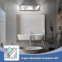 Vista 2 de Modernas luces LED pequeñas de baño (3 luces), iluminación de pared acrílica cromada de acero inoxidable, luces de tocador para baño sobre espejo