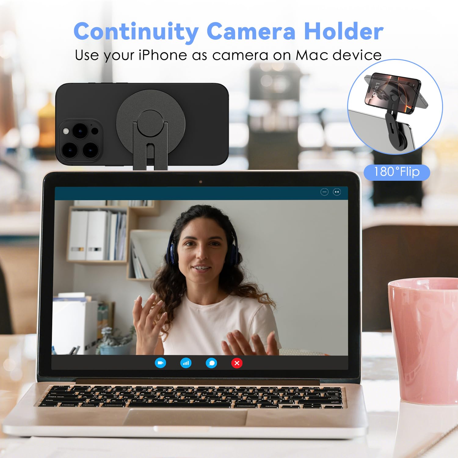 CloudValley Magnetyczny stojak na laptopa i telefon, 3-wymiarowy regulowany uchwyt z akcesoriami do przekazywania kamery dla iPhone'a, składany wspornik mocujący do Tesla PC Gym Monitor, czarny
