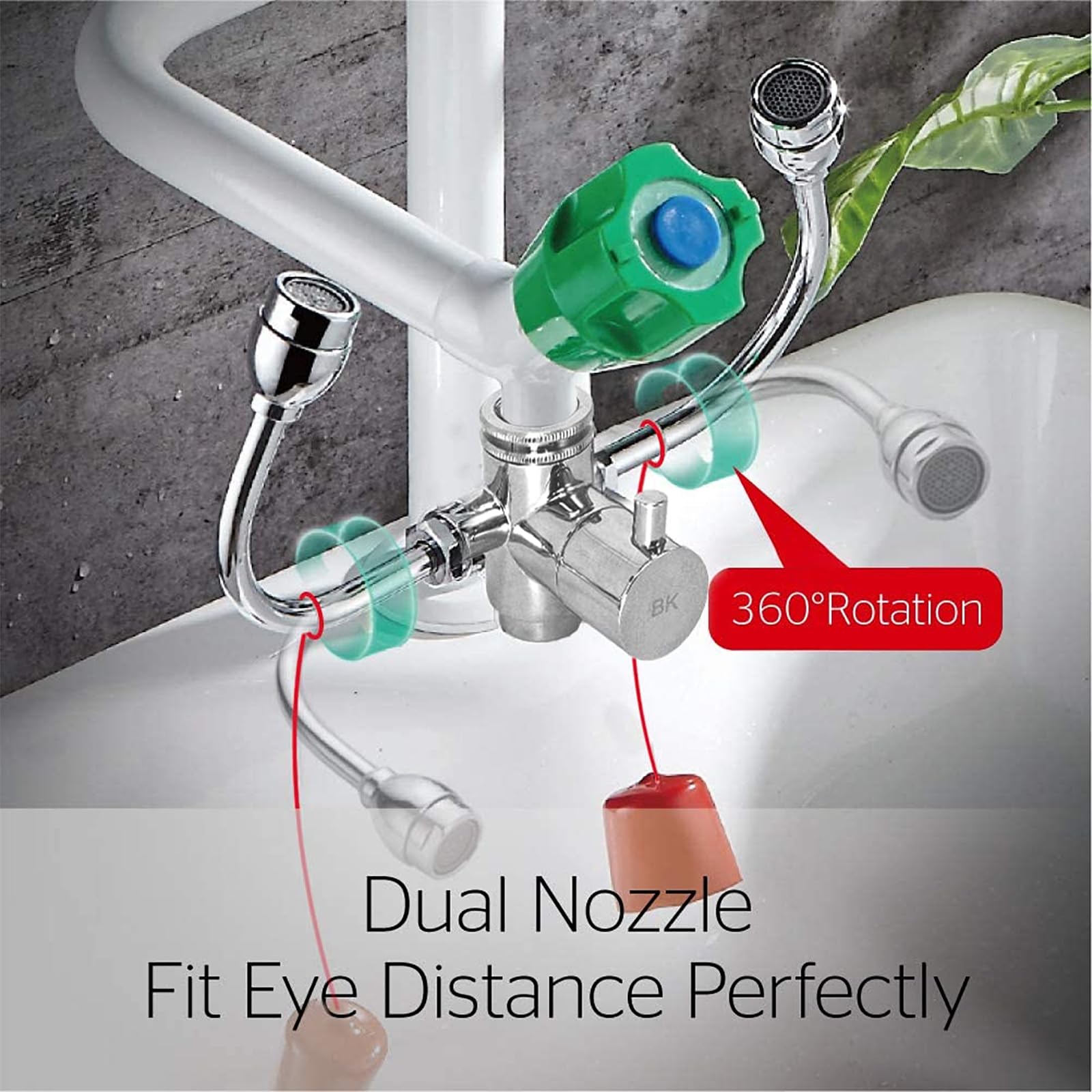 Produktbild von Iplusmile Wand-Augenspülstation Für Wasserhahnmontage – Kupfer, Silber/rot, Ideal Für Labor & Werkstatt
