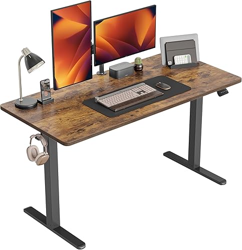 CubiCubi Escritorio eléctrico de pie, 63 x 24 pulgadas de altura ajustable, estación de trabajo ergonómica para computadora de oficina en casa,