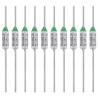 10PCS 121 Degrees Celsius Thermal Fuse 10A 250V AEC121E Temperature Fuses Cutoffs 10Amp 250Volt 121C Fusible