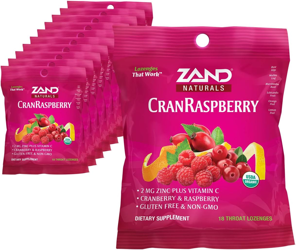 Zand Immunity Organic CranRaspberry HerbaLozenge Throat