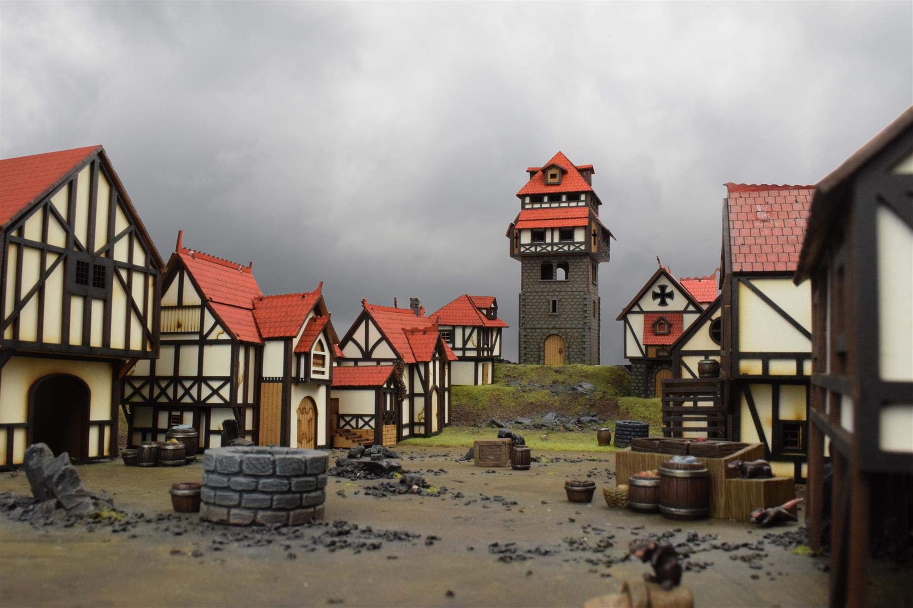 War World Gaming Medieval Town - Casas Ciudad-Campo Medievales y Accesorios en Resina (Pintada/Sin Pintar) – 28mm Wargaming Maquetas Dioramas