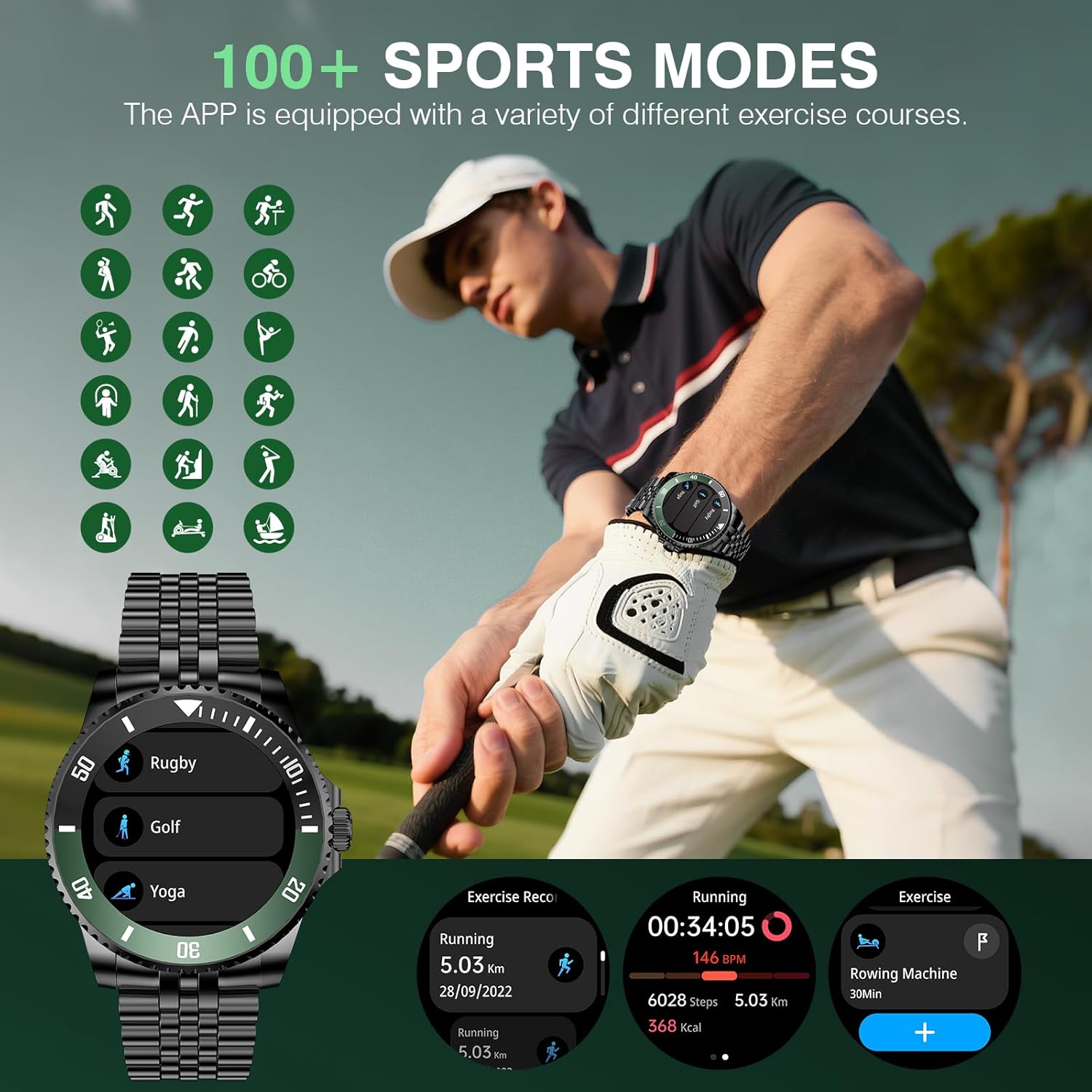 SOUYIE H66 Smart Watch displaying over 100 sports modes and workout tracking features