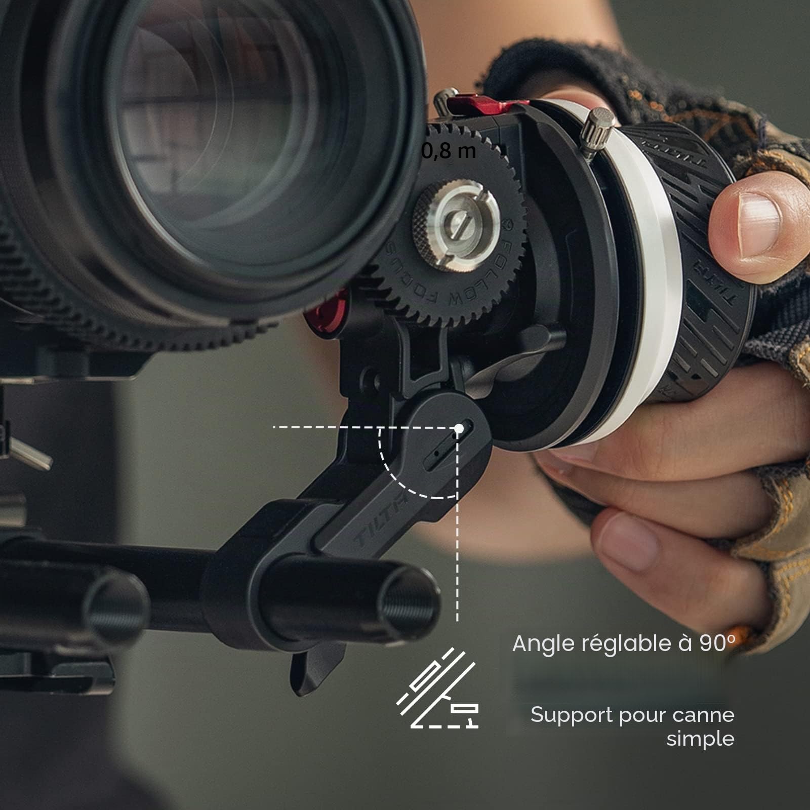 TILTA Pocket Follow Focus avec A/B Marks, Lens Zoom Control pour DSLR Mirrorless Cameras, avec 0.8mm Pitched Gear/Gear Ring/15mm Single Rod Holder, Fits Various Sizes Lenses FF-T07