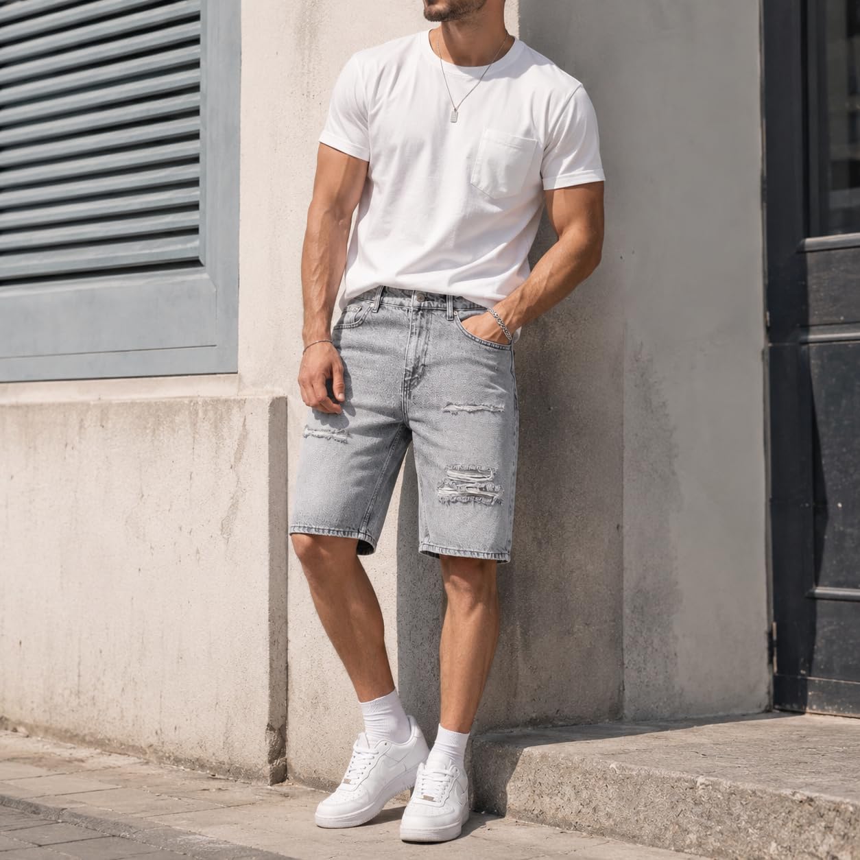 Redbridge by Spruce – Pantalones vaqueros cortos – Bermudas vaqueras con aspecto desgastado con detalles destrozados – Cómodos pantalones de verano de 5 bolsillos de algodón para ocio y ropa de calle