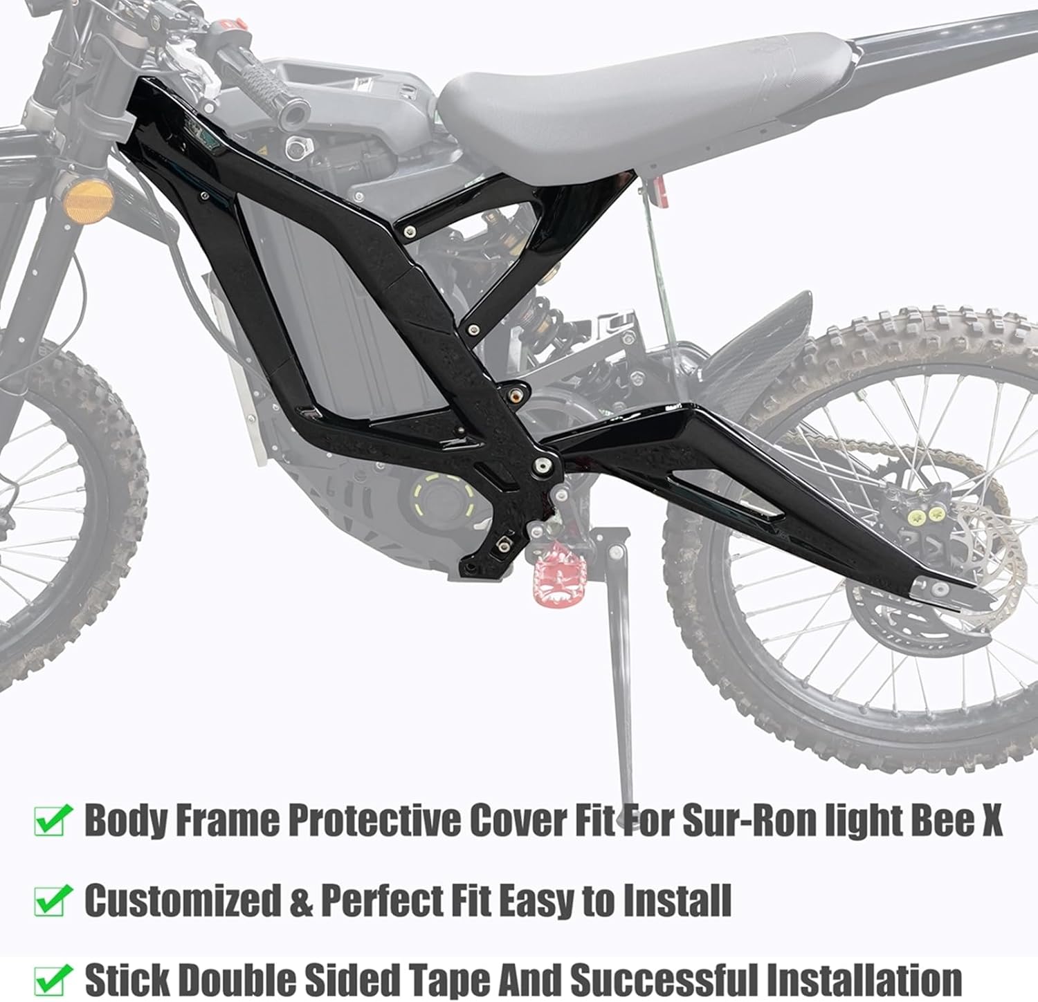 Body Frame Protective Cover Fit For Sur-Ron Light Bee X, Body Frame Protector Guard Sticker, E-Bike Accessoires for Sur-Ron (Black)