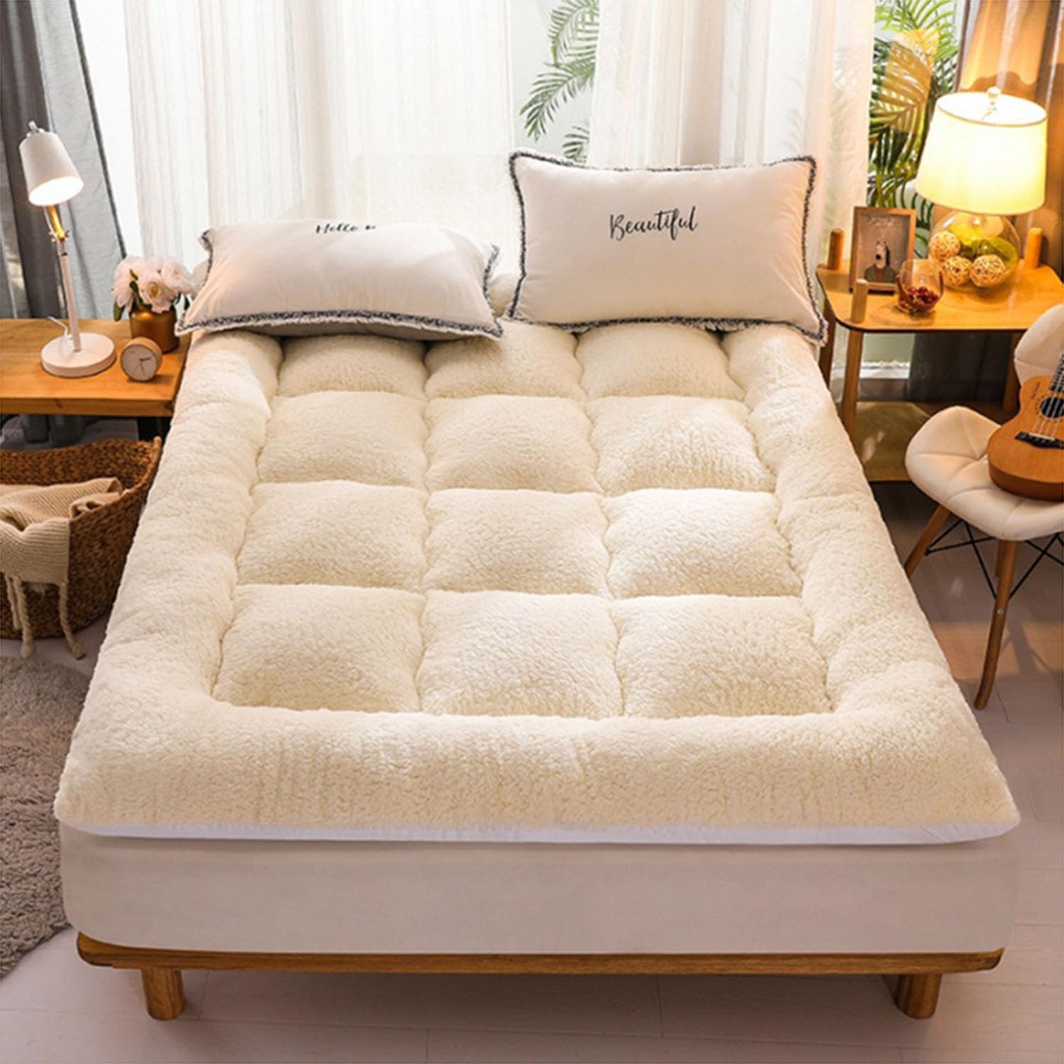 GTHTUHFD Japanese Futon Mattress Thick Soft & Breathable Double Bed Pad Foldable Warm Floor Mat For Spovers Guest Rooms & Everyday T,3-200cm*220cm