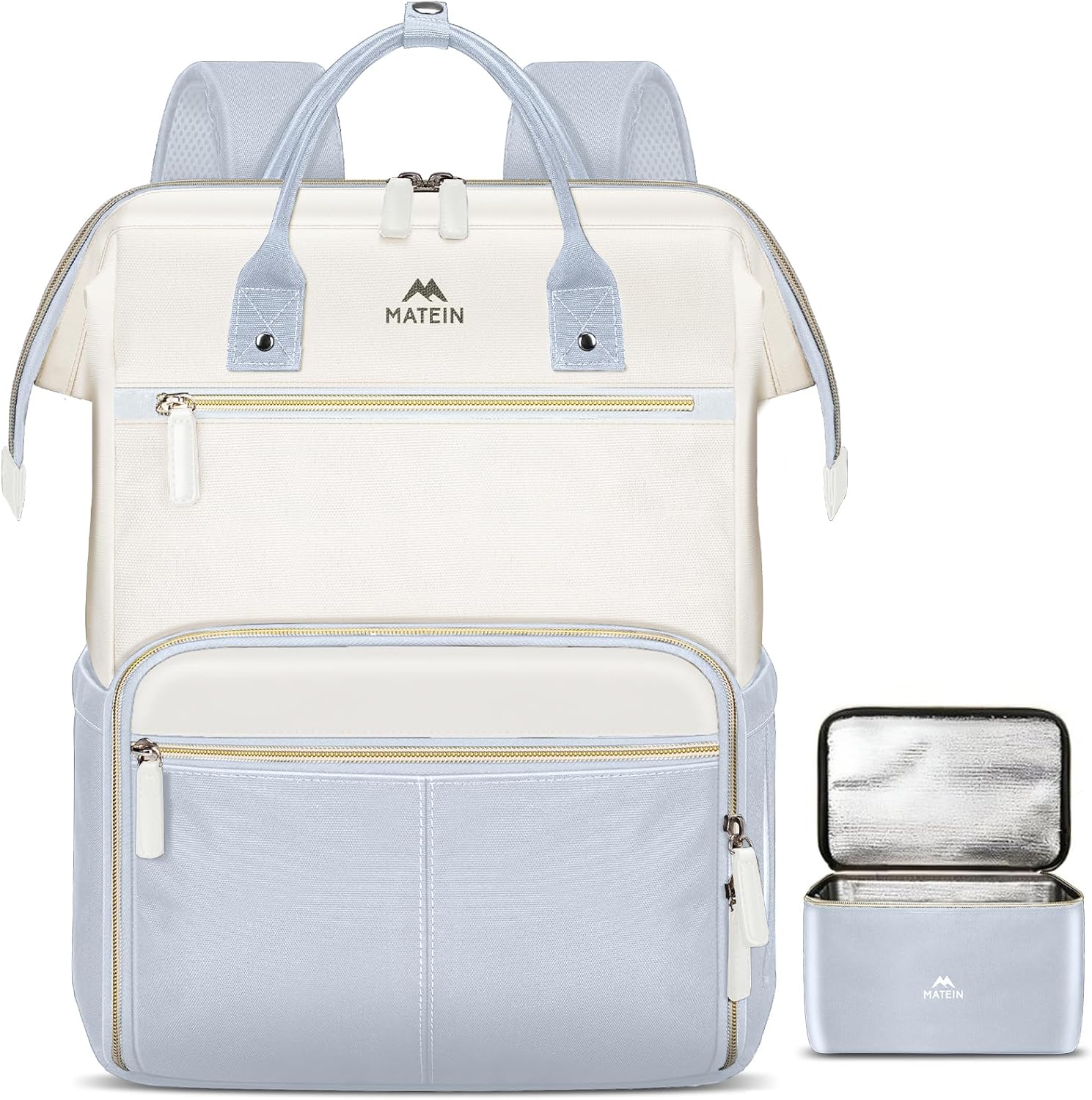 MATEIN Insulated Lunch Backpack, 17.3 Inch Laptop Backpack with Lunch Compartment, Teacher Work Bag with Lunchbox Meal Prep Bag Nurse Backpacks Gifts for Men Women Office College Commute, 2pcs Set