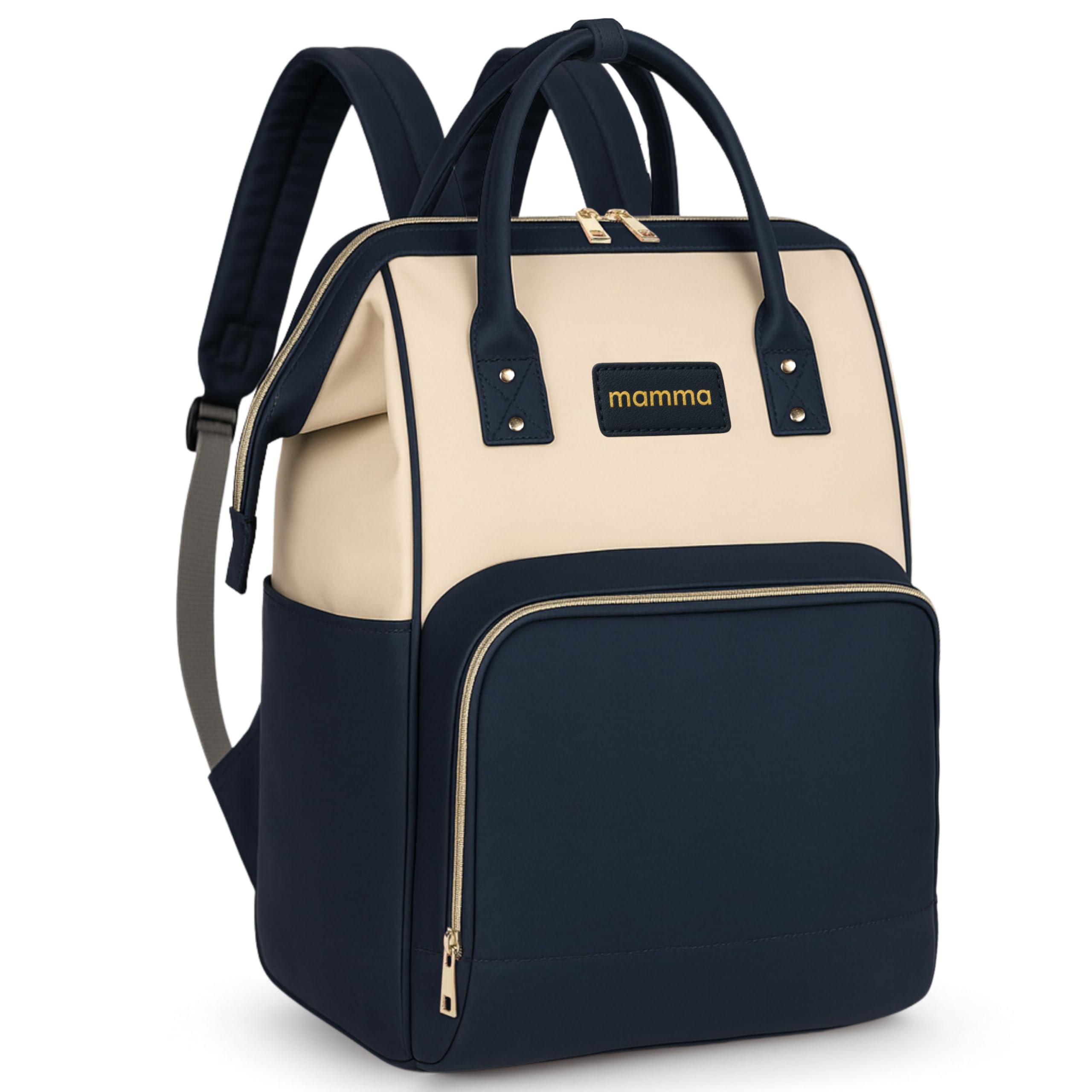 MAMMA Vegan Leather Diaper Bag for Mothers for Travel, Baby Bag for Mother Travel, Diaper Bag for Baby, 12 Pockets Waterproof Diaper Bags for Mom, Hospital Bag for Delivery Women | 9 Months Warranty