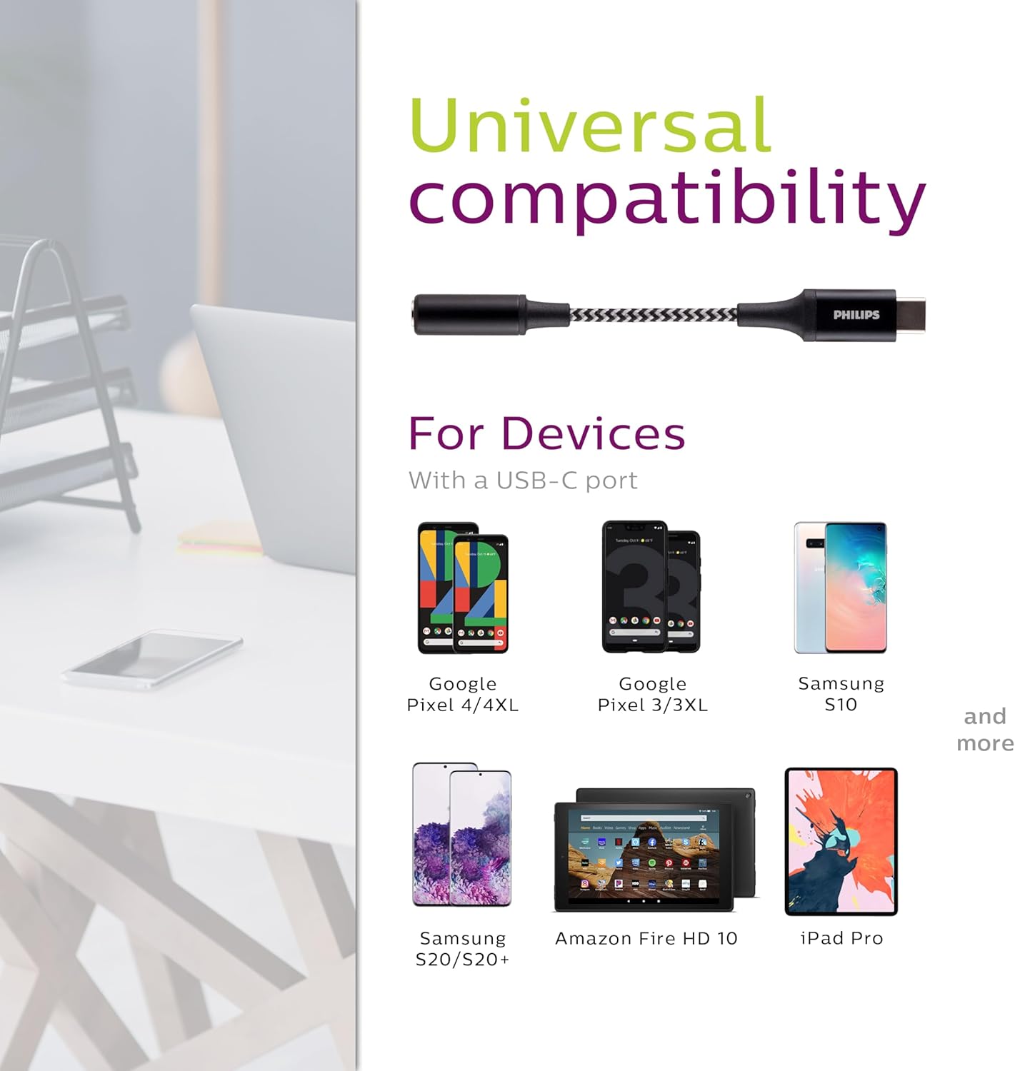 PHILIPS Accessories USB-C to 3.5mm Headphone Jack Adapter Dongle 12 Pack, 4 Inch Braided Cable, for USB-C Devices, Allows Use of Earbuds, Headphones, and Auxiliary Cords, DUP3233B/37