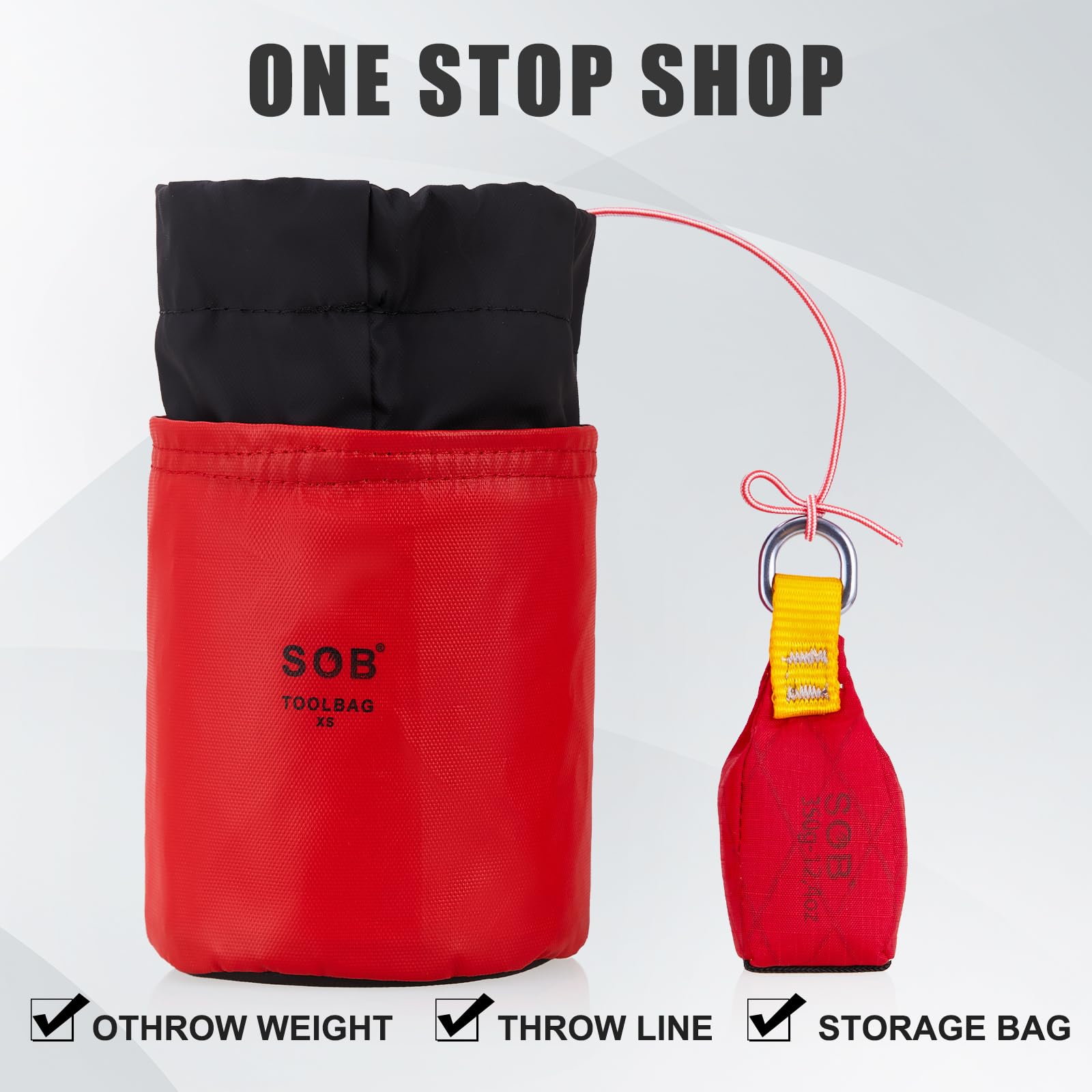 SOB Bolsa de Lanzamiento con Cuerda de 60m para Escalada de Árboles, Montañismo (Rojo, 350g)