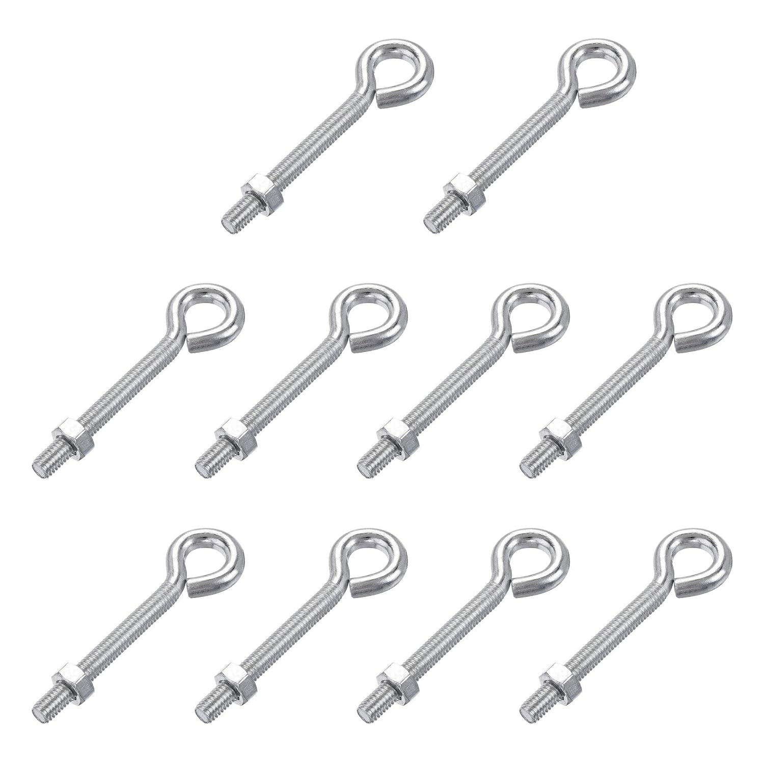 uxcell M6x50mm Eye Hooks Screws Bolts Kit, 10pcs Carbon Steel Hanger