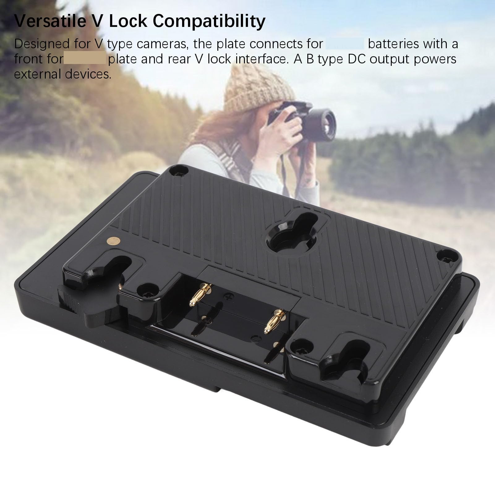 Piastra di montaggio a V con uscita D‑Tap, piastra adattatore per fotocamera con blocco V, convertitore S GP A per batteria, piastra di montaggio in ABS per fotocamere e luci