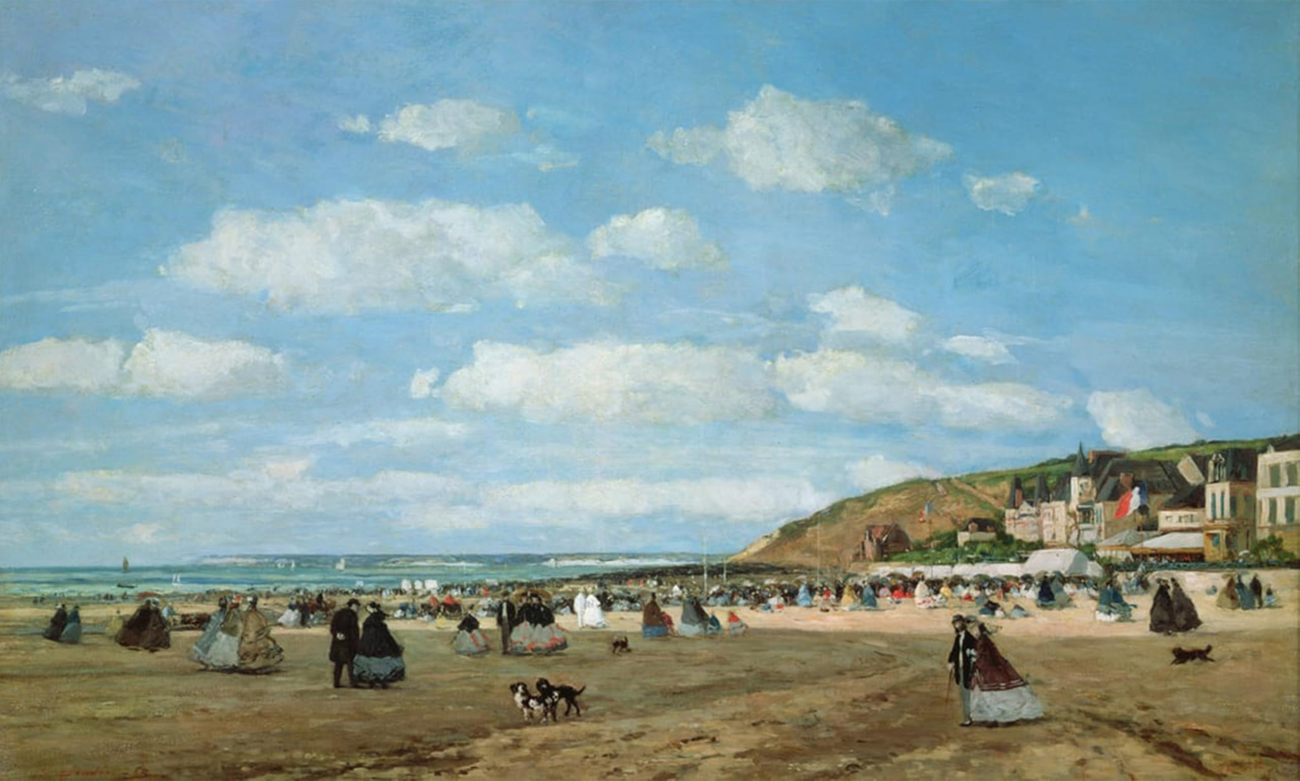 ARTXLXXBN Famous Print Painting Colorful Art Print the Beach At Trouville by Eugene Louis Boudin Canvas Art Decorations for Home Decor 60x90cm
