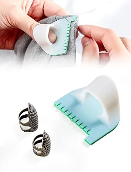 Sewing Template Kit, Thimble Finger Protector, Quilting Templates Ruler | Adjustable, Metal Shield, For Pin Needles, Sewing Quilting Craft Accessories, DIY Sewing Tools