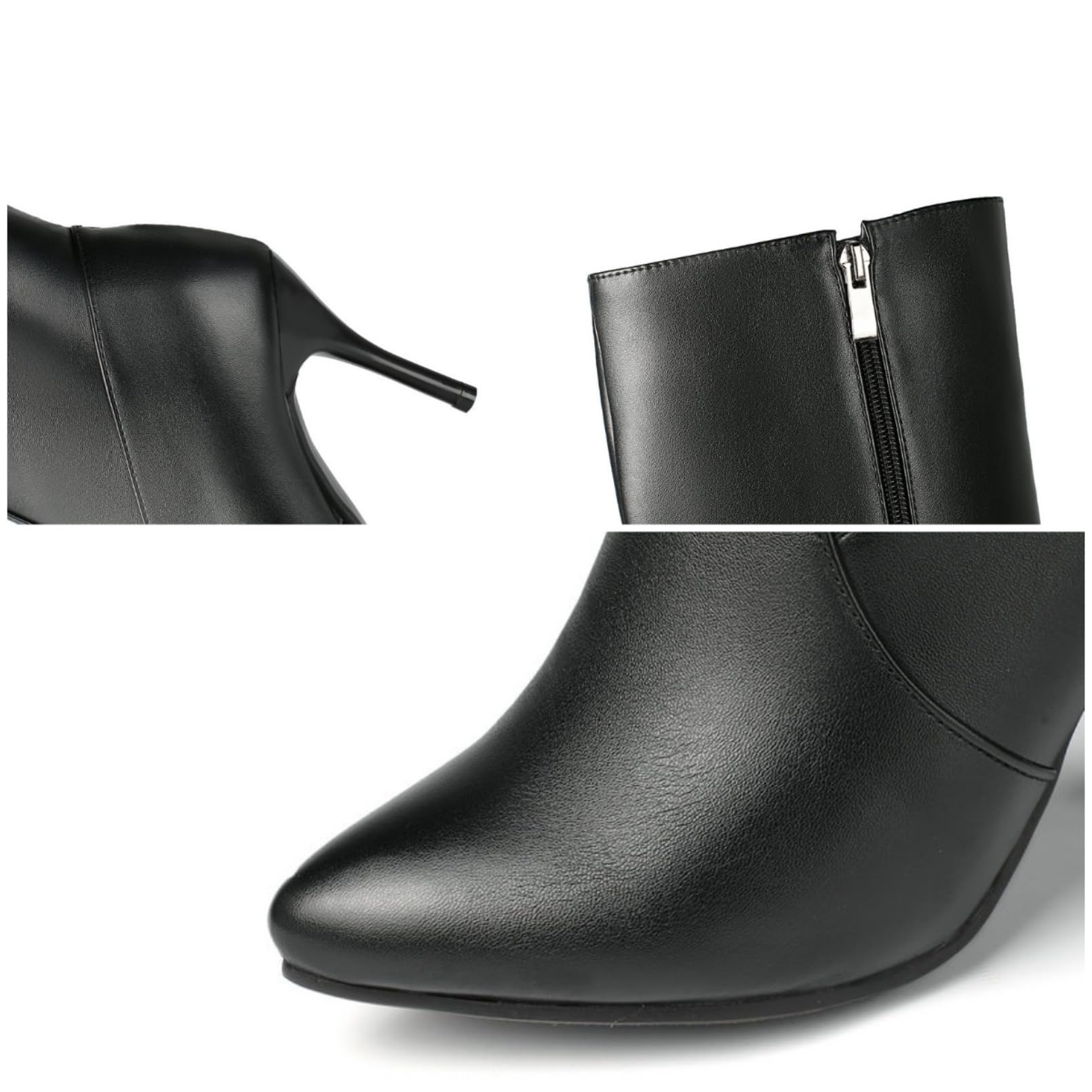 Mujer Botas Altas De Cuero con Punta Tacón Stiletto Cómodo Cremallera Lateral Panel Elástico Botas De Invierno Ligeras Botas De Montar Botines De Media Pantorrilla