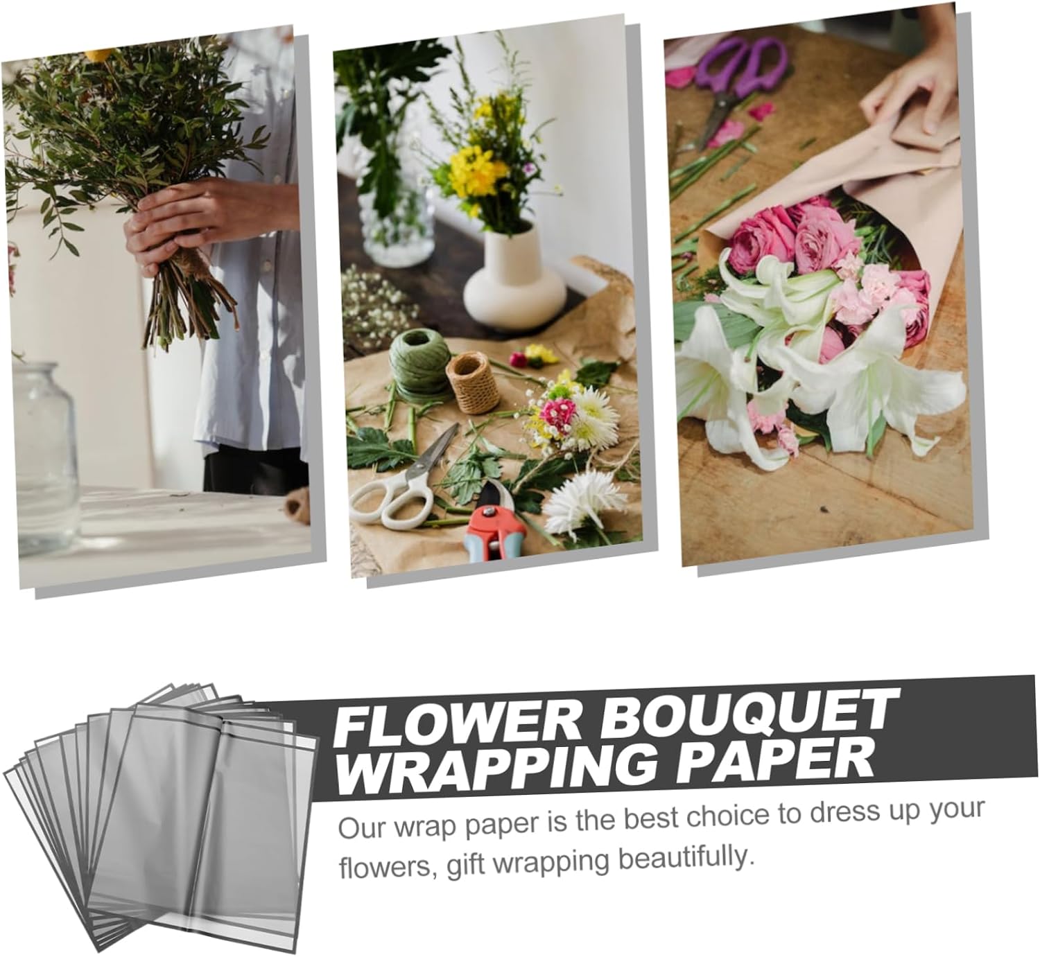 KONTONTY 20sheets Semi-transparent Floral Wrapping Paper Decorative Bouquet Wrapper for Crafts Weddings Birthdays Versatile Floral Art Material Your Flower Arrangements