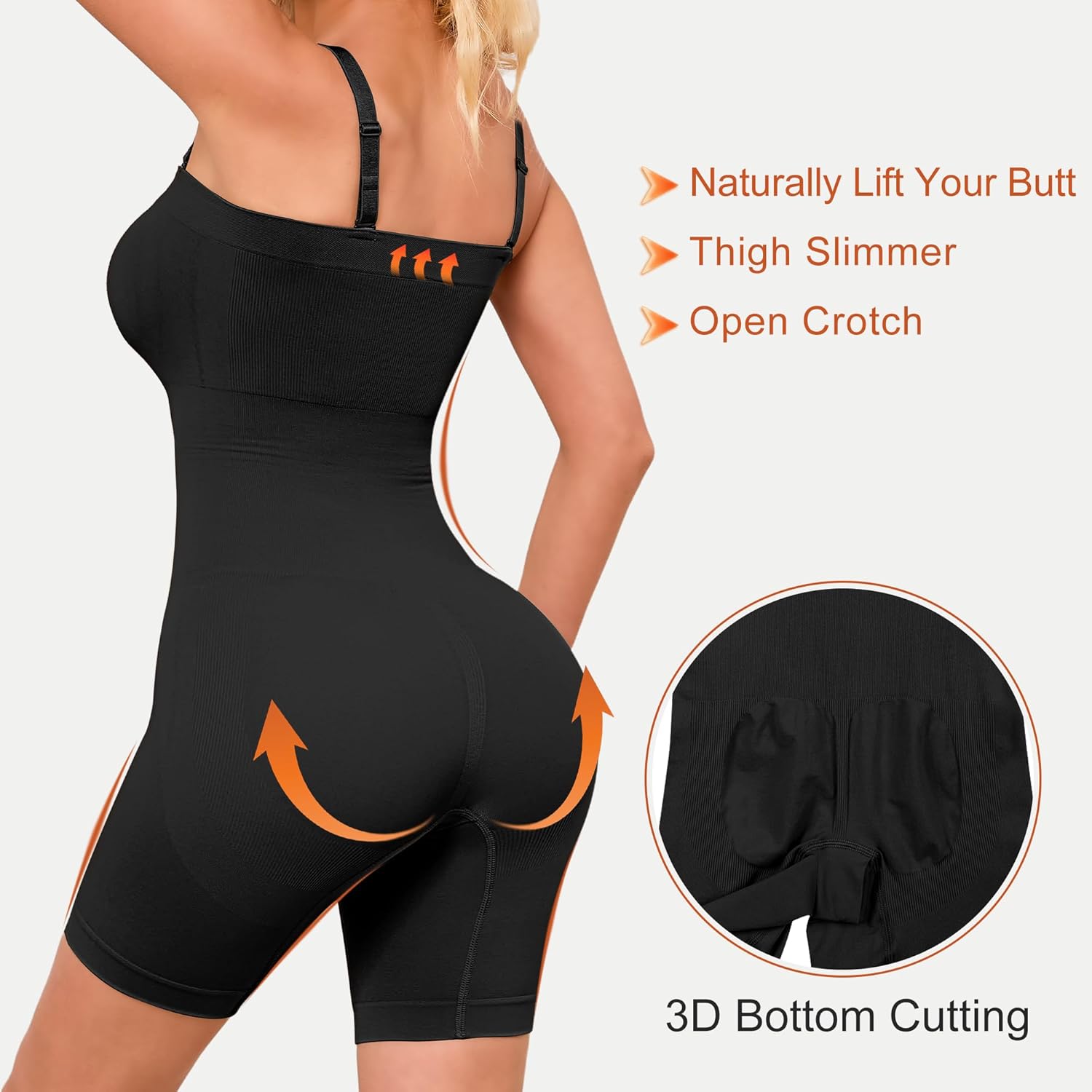 HOMETA Strapless Bodysuit Shapewear Tummy Control for Women Seamless Full Body Shaper Shaping Shorts with Removable Straps - Image 4