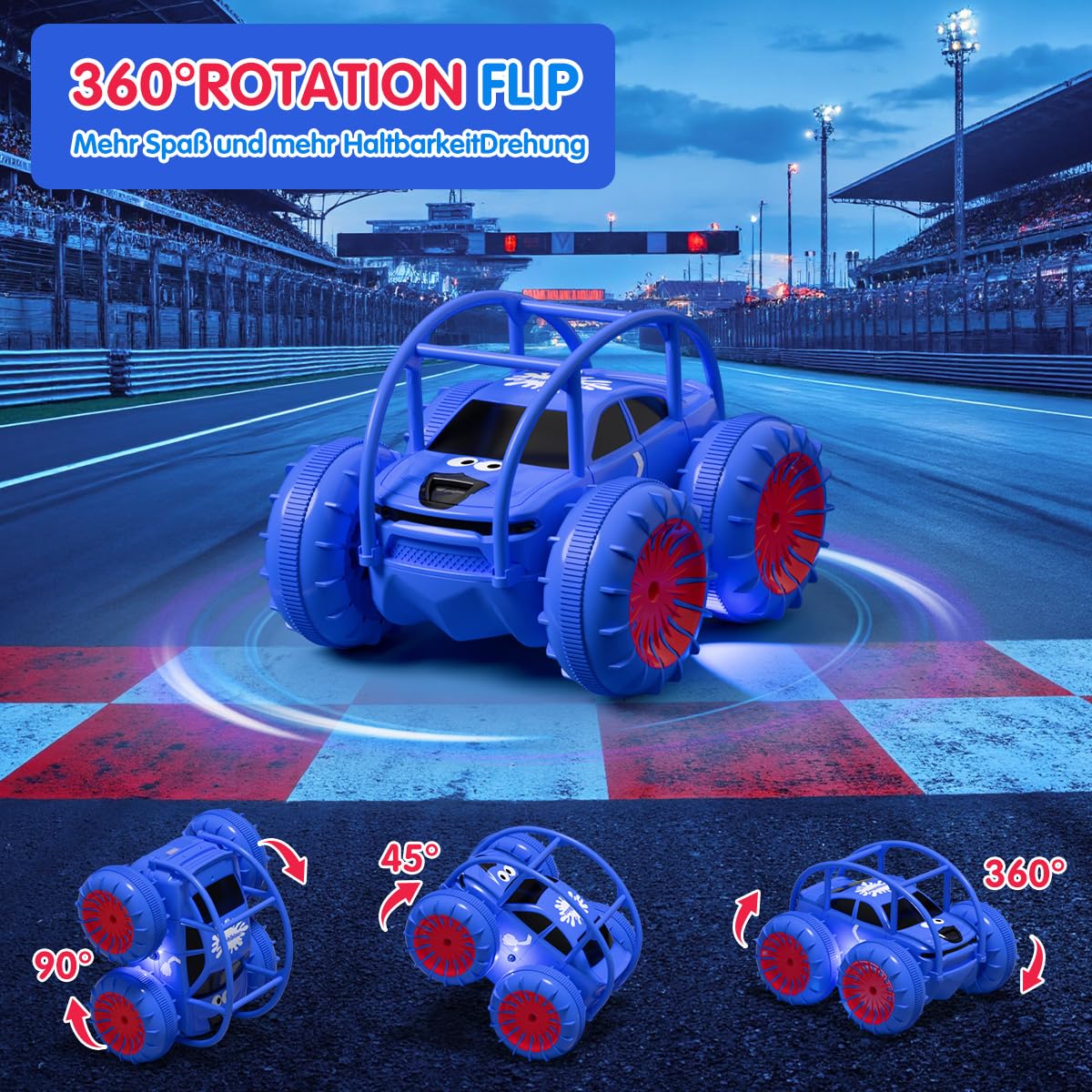 ifollower Coche teledirigido de Carga Directa 2.4GHz 4x4 Monster Truck Drift Cars con luz LED Rotación de 360° Juguetes acuáticos al Aire Libre Regalo Niña Niño 3-12 Años
