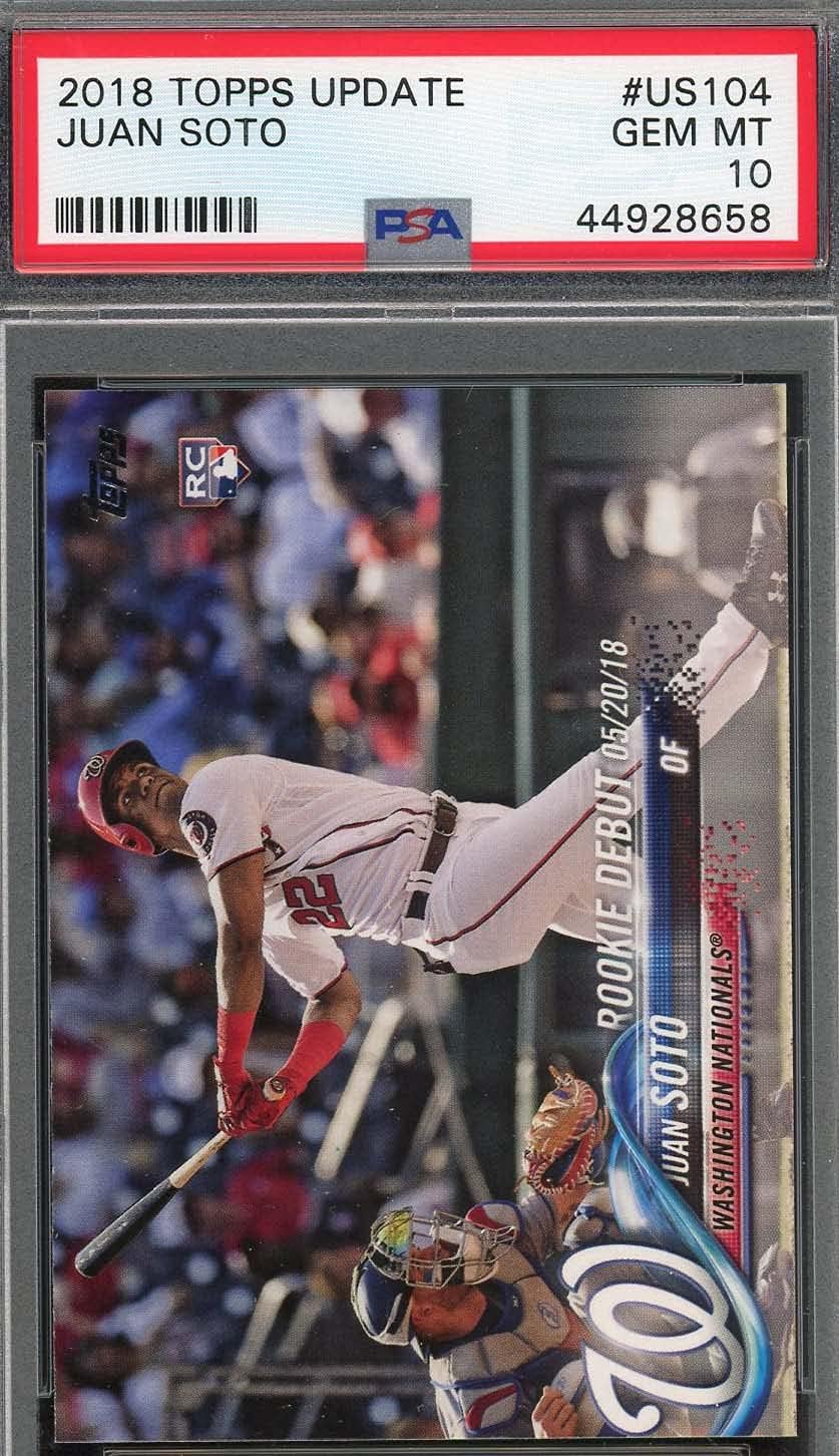 Juan Soto 2018 Topps Update Rookie Card RC #US104 PSA 10 Graded (Cert #44928658) Gem Mint | Juan Soto Baseball Card by Powers Sports Memorabilia