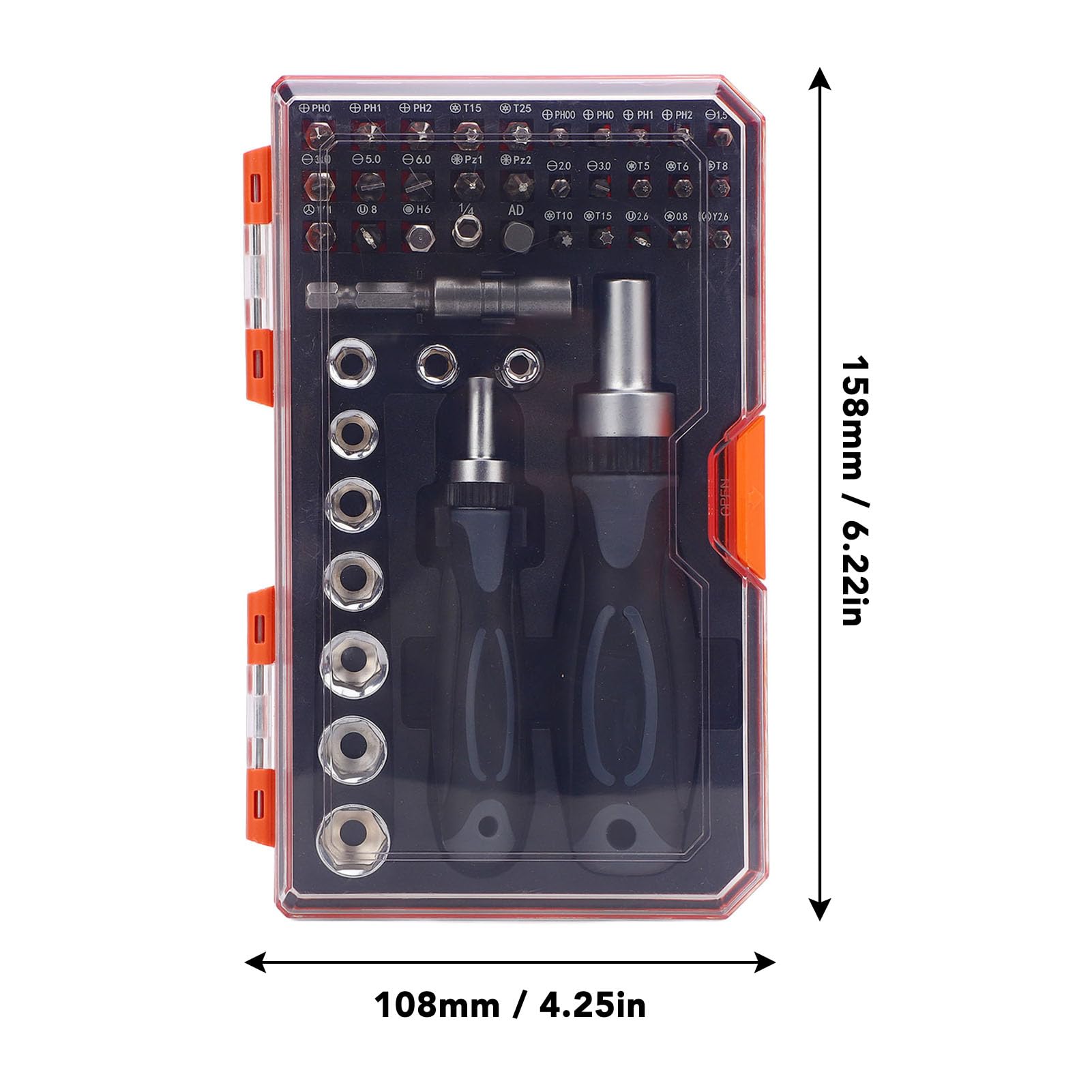 Juego de destornilladores 42 en 1 con funda, juego de destornilladores de trinquete Cr V, mango ajustable, kits de herramientas de reparación del hogar para reparar dispositivos electrónicos, gafas