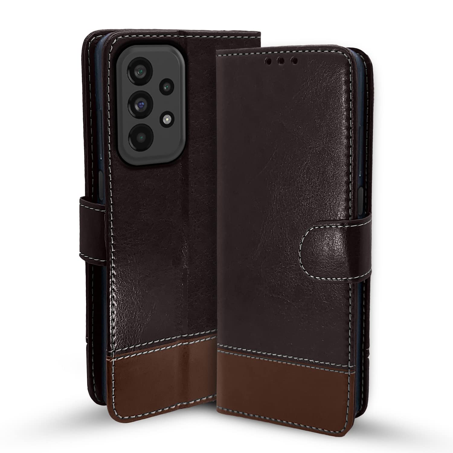 Pikkme Samsung Galaxy A23 4G / A23 5G Flip Cover | Dual-Tone PU Leather Finish | 360 Protection | Inbuilt Wallet & Stand | Magnetic Flip Case for Samsung Galaxy A23 4G / A23 5G (Coffee & Brown) (B0B9NJTS5C) Amazon Price History, Amazon Price Tracker