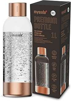 Premium Carbonating Bottle 1L Copper - Compatible with Drink mate, Wassermaxx, Aqvia, Sodapop and Levivo - Quick-Lock Reusable Bottles - Lid and Base Made of Stainless Steel - BPA Free