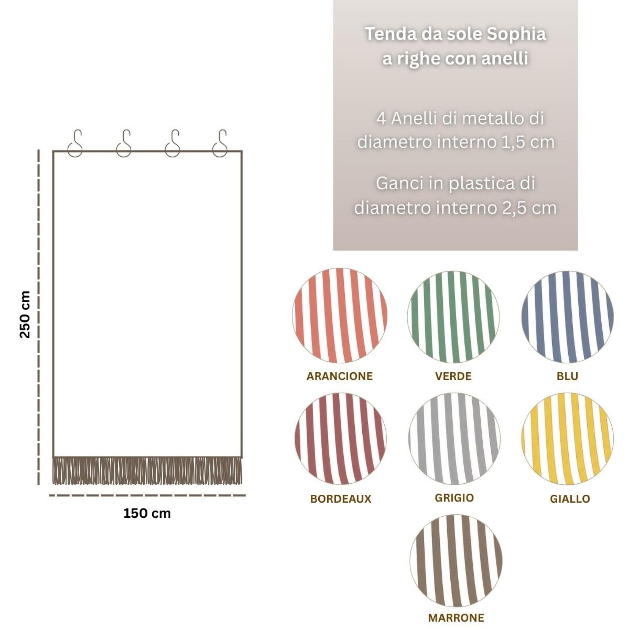 Caritex Tenda Da Sole per Esterno, Con Anelli, Tende da Sole per Balconi, 150x250 cm, Facile Montaggio, in Tessuto Duraturo e Resistente, A Righe, Sophia M892 (Giallo)