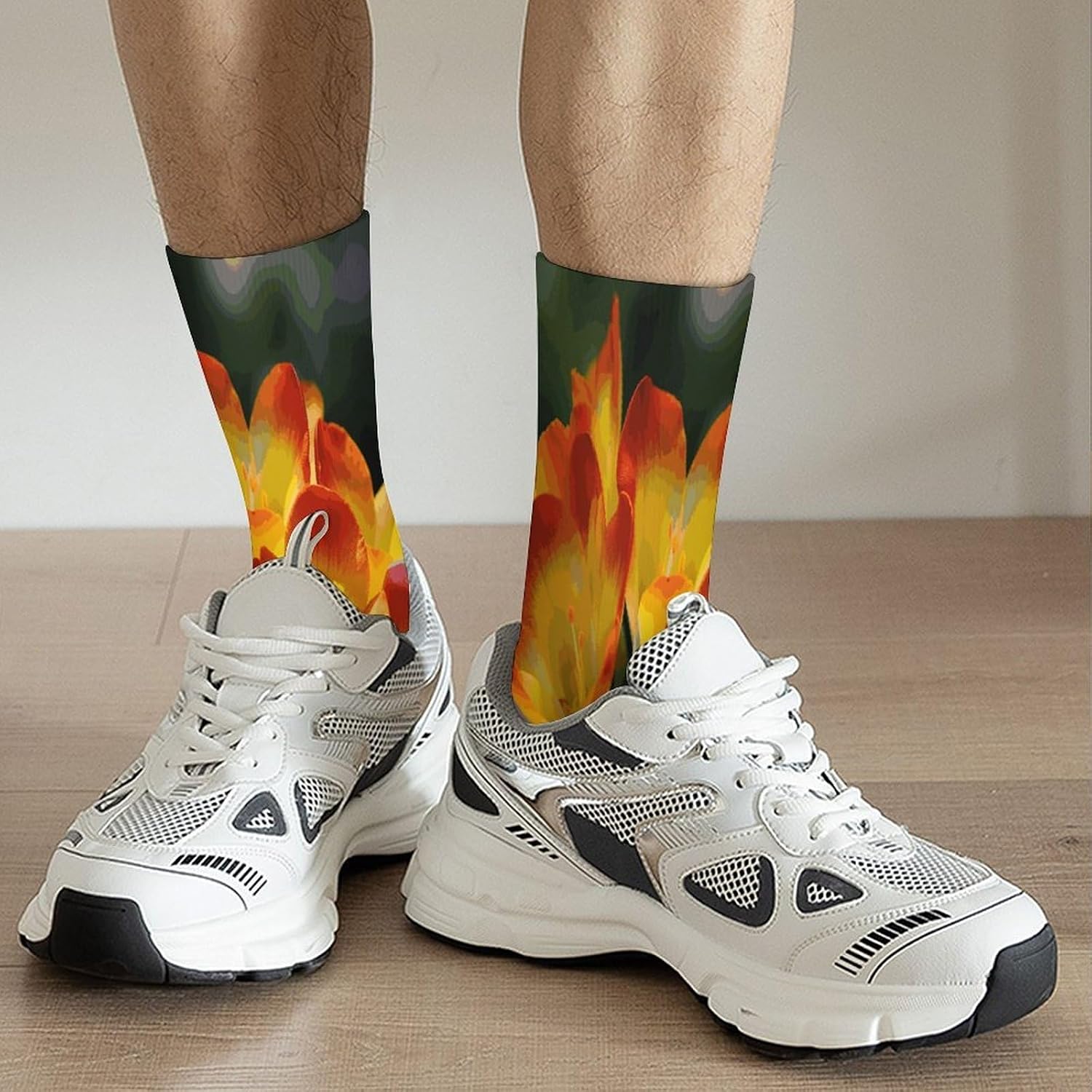 Freesia Beautiful Plant Flower Crew Sock High Stocking Grippy Socks | Socks for Men & Women,Stockings-Long Thin Tube Sports, Breathable Soft Athletic for Nurses,Travel