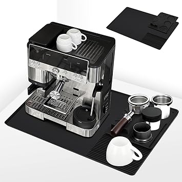 Silicone Coffee Mat Compatible with Ninja Luxe Espresso Coffee Machine ES601/ES701 & Most Home Espresso Machines - 23"x15" Anti-Slip Heat-Resistant - Maker Bar | Tamping Mat 2-in-1