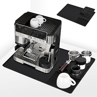 Silicone Coffee Mat Compatible with Ninja Luxe Espresso Coffee Machine ES601/ES701 & Most Home Espresso Machines - 23"x15" Anti-Slip Heat-Resistant | 2-in-1 Design with Raised Edge | Coffee Bar Mat