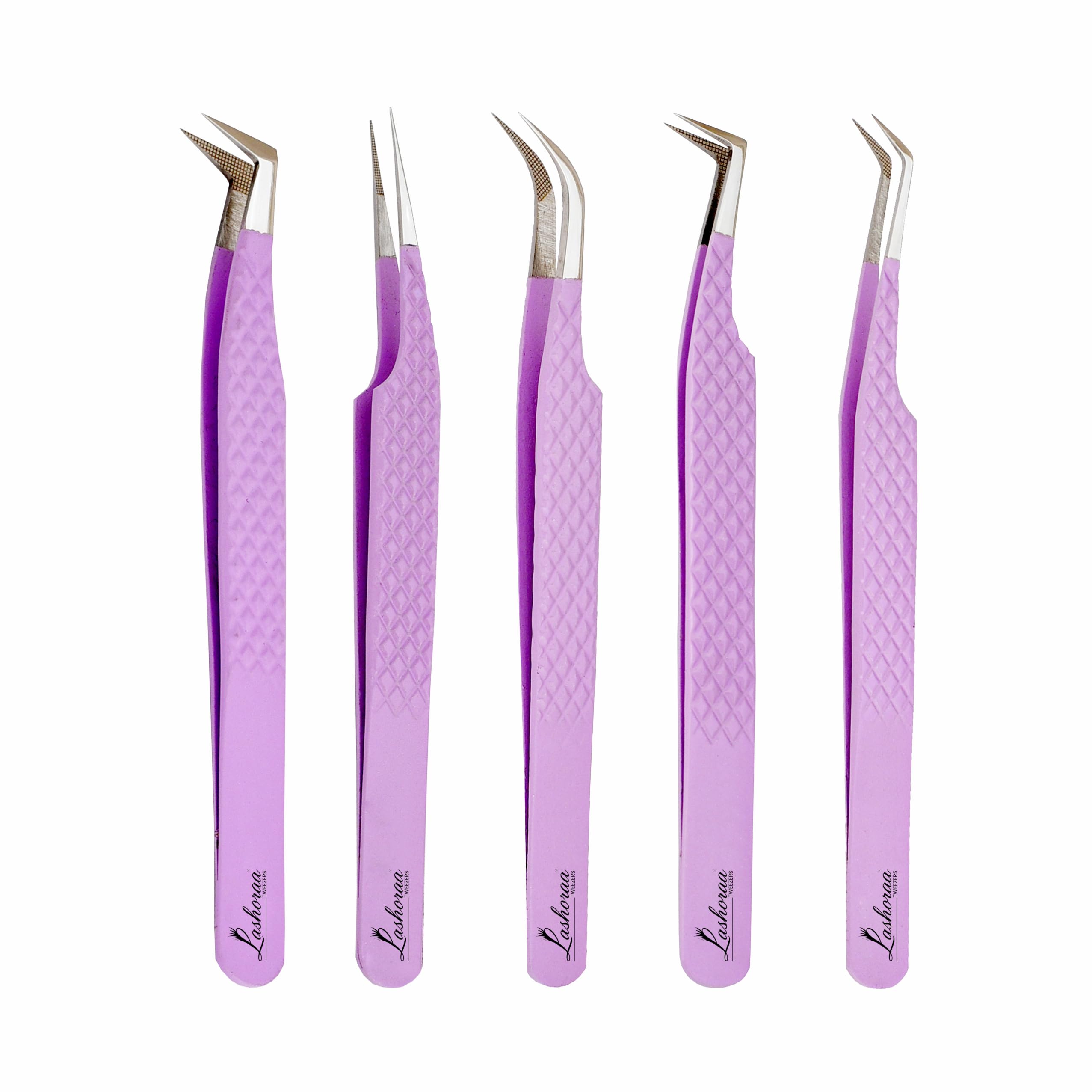Pince à épiler extension de cils LASHORAA pointe fibre diamant violet