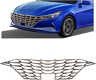KUAFU Front Grill Support Cover Compatible with 2021-2023 Hyundai Elantra With Adaptive Cruise Control 86351-AA030 Upper Bumper Hood Grille Cover Chrome Silvery