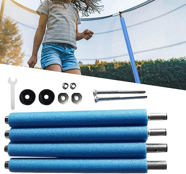 Trampoline Net and Pole Kit, Sturdy Replacement Enclosure Poles & Net Parts for Most Standard Trampolines - 4