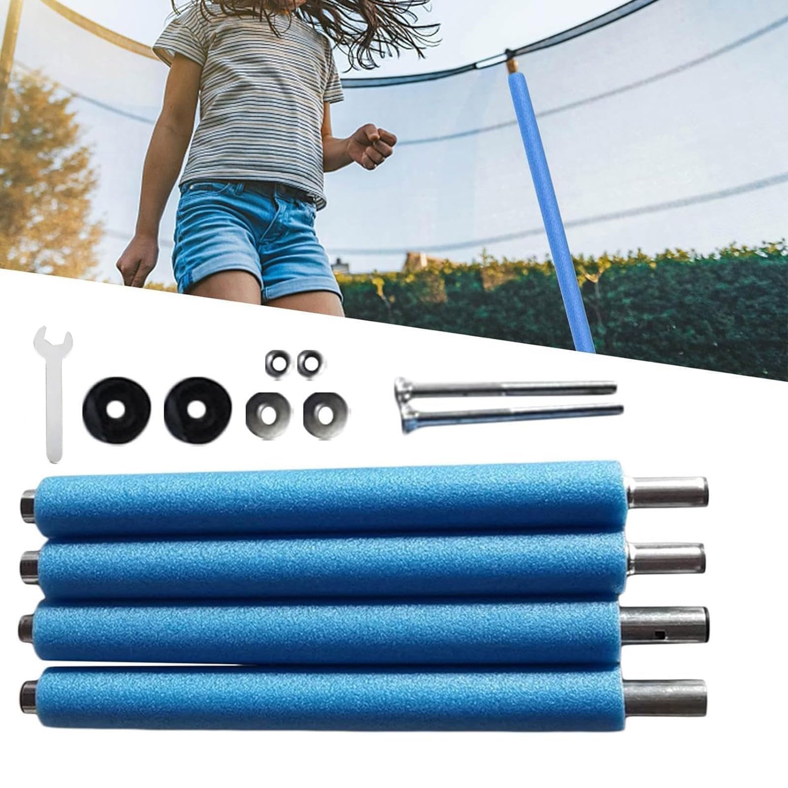 Poteaux de rechange pour clôture de trampoline, poteaux en acier robuste, accessoires de cadre de trampoline pour trampolines ronds de 1,8 m à 4,9 m