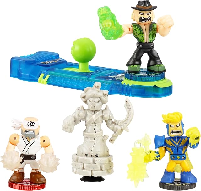 Legends of Akedo Powerstorm Official Rules Starter Pack Legendary Punch Attack 3 Mini Battling Warriors with Training Practice Piece and Exclusive Joystick Controller