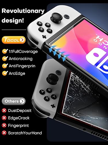Vista 4 de TOCOL Protector de pantalla de vidrio templado compatible con Nintendo Switch OLED 2021, modelo 7 pulgadas, antiarañazos, dureza 9H (7 pulgadas)