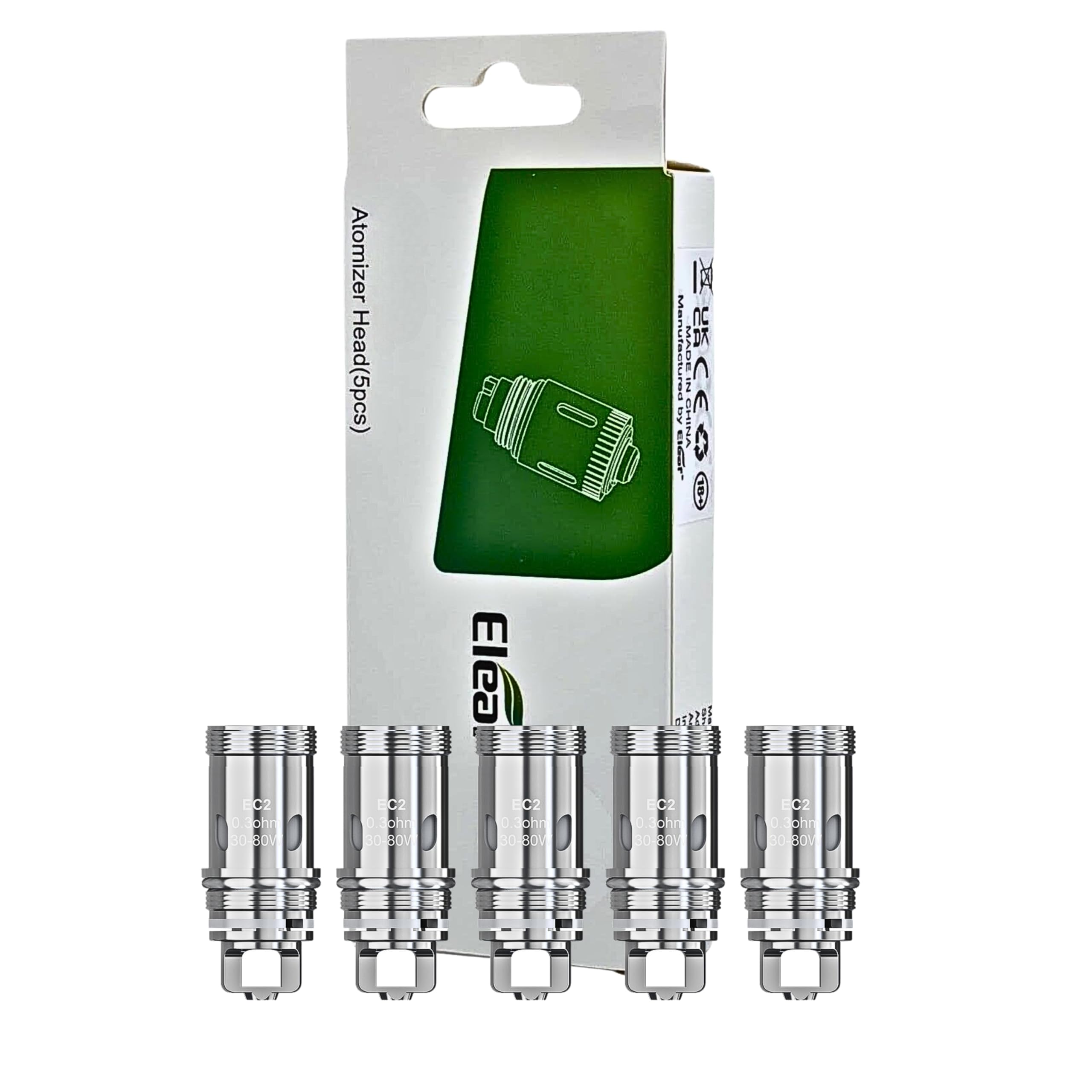 E Leaf EC2 Replacement Coil [0.3 ohm | 30w - 80w] 5 Pack - DTL and RDTL Vaping, No Nicotine