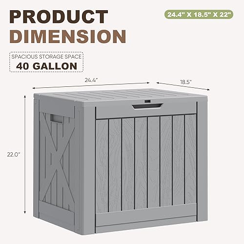 Vista 102 de Greesum Caja de resina de 31 galones para todo tipo de clima, cajas de almacenamiento al aire libre para muebles de patio, juguetes al aire libre