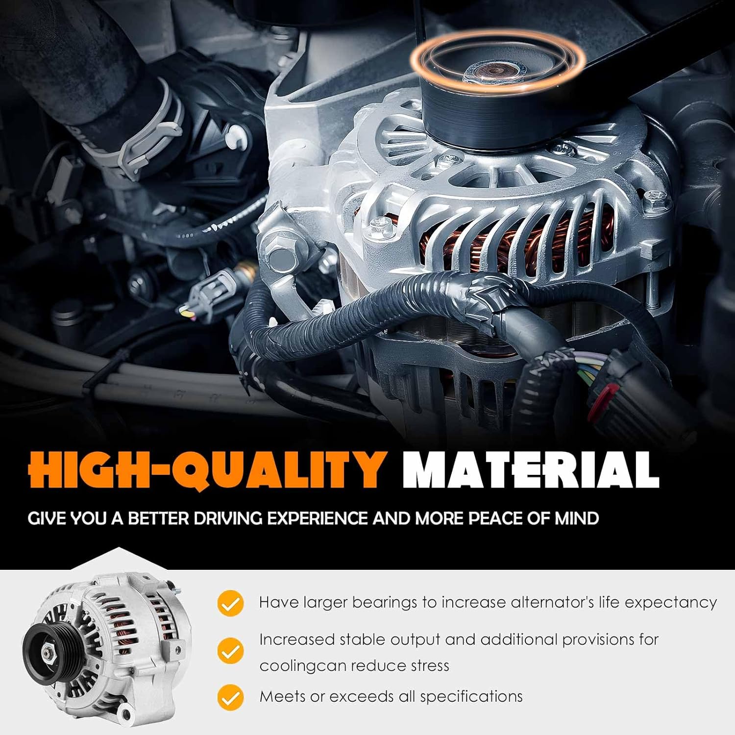 TadaMark New Alternator Fit for Honda Odyssey 1999 2000 2001 99 00 21, 3.5L V6 12V 130 Amp, Replace# 400-52342, 400-52342, 06311-P8F-A01RM, 31100-P8F-A01