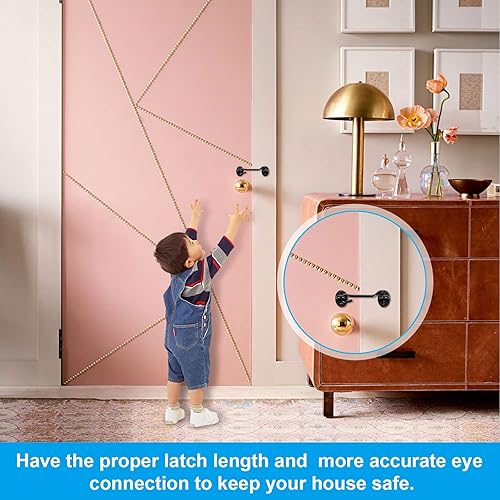 Miniatura 2 de JMIATRY Paquete de 8 cierres de gancho y ojal de 4 pulgadas para puertas, pestillo de gancho de acero inoxidable para privacidad con tornillos de