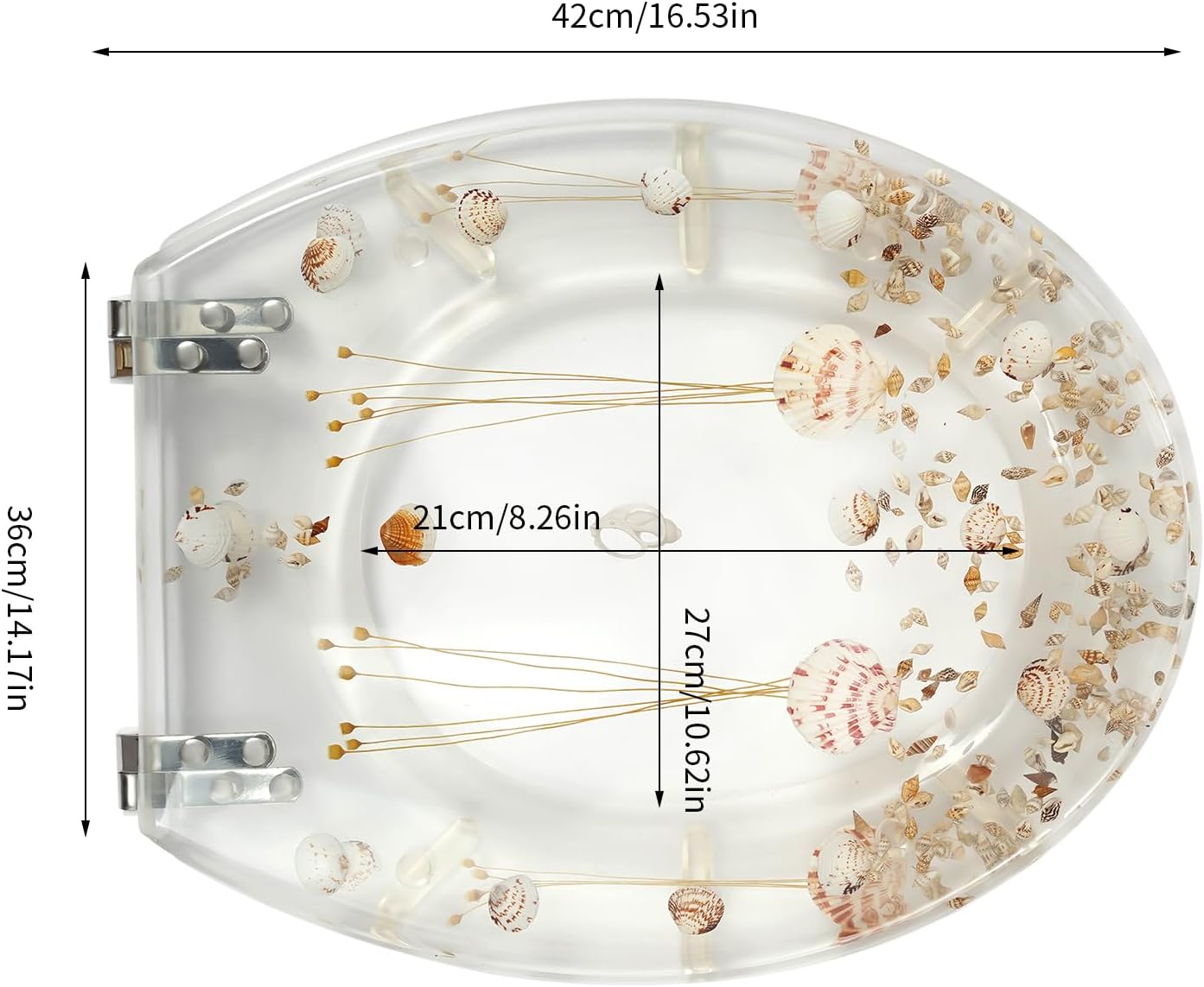 Resin Toilet Seat Transparent, Silent Thickened Toilet Cover for U Type & V Type Toilet Seats Strong Wear Resistance Toilet Lid (Transparent Dried Flower)