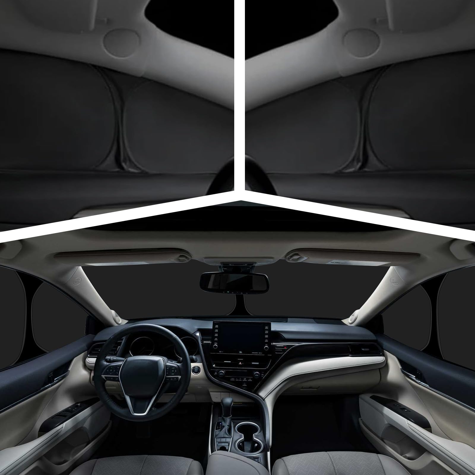 Pare Soleil Voiture Interieur pour VW T-Roc 2018-2025, 3 Pièces Protection Solaire Pare-Brise Thermiques Occultante Bloquer Rayons UV et Garder Votre Véhicule au Frais