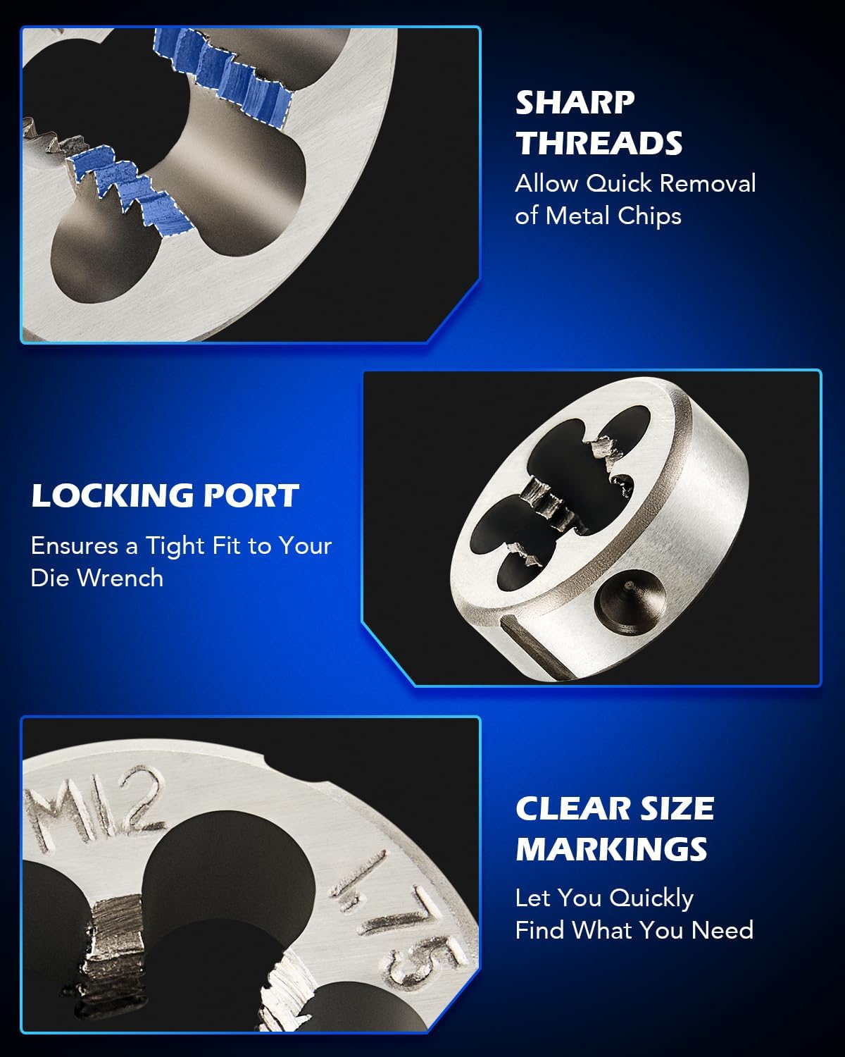 Orion Motor Tech 60 PCS Tap and Die Set Metric and Standard Sizes Included Tap Die Kit Metric and SAE for Threading and Rethreading Internal and External Threads